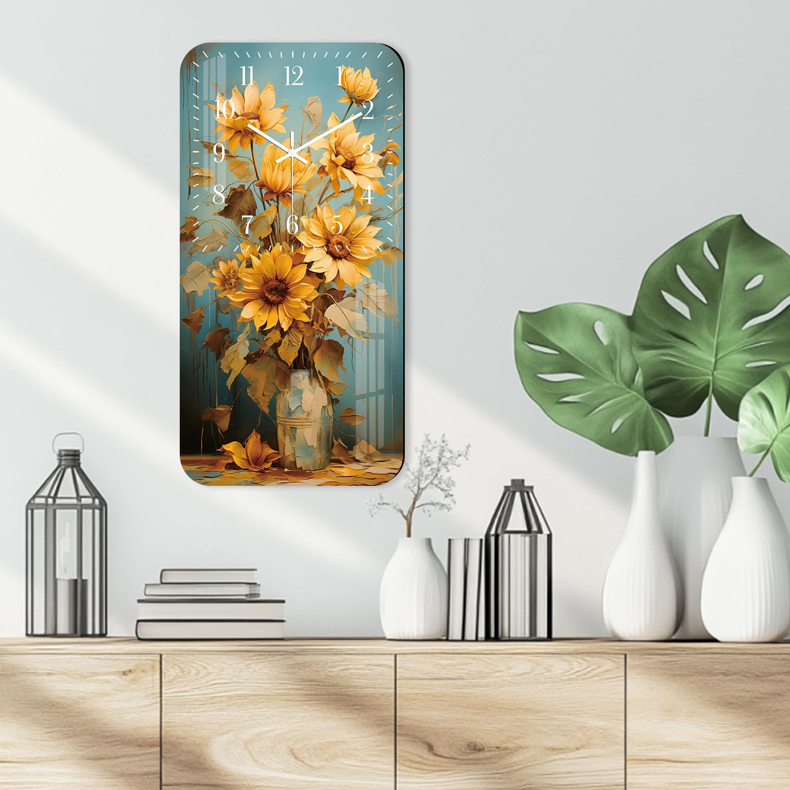 Condition photo showing New/Like New for tomopetime large wall clock for living room - sunflower wall clocks battery operated 24 inch - farmh