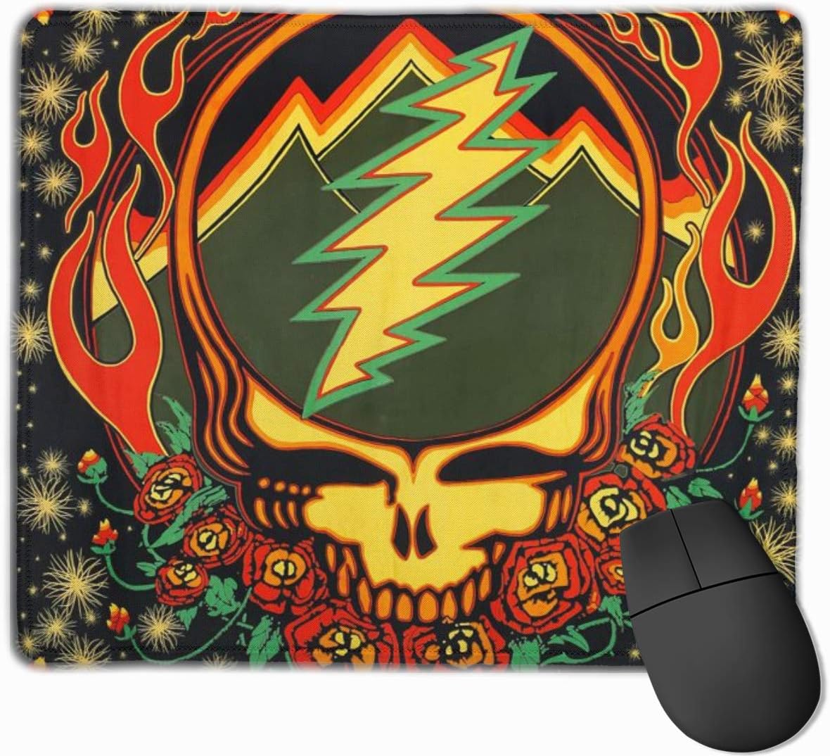 Grate Ful Skull Gaming Mouse Pad, Anti Slip Natural Rubber Mouse Mat for Desktops, Computer, Pc and Laptops Cool Mousepad for Working or Game - Grate-ful Dead 7.1x8.7 inches/11.8x9.85 inches
