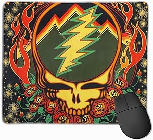 Grate Ful Skull Gaming Mouse Pad, Anti Slip Natural Rubber Mouse Mat for Desktops, Computer, Pc and Laptops Cool Mousepad for Working or Game - Grate-ful Dead 7.1x8.7 inches/11.8x9.85 inches