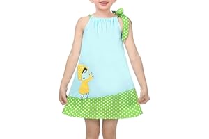 Sunny Fashion Girls Dress Blue Green Cartoon Green Polka Dot Bow Casual Summer Sundress Sleeveless Size 2-6 Years
