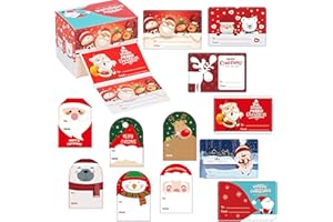 GUYARNS 300 PCS Christmas Gift Tags,Christmas Stickers,Self Adhesive Name Tags Christmas Wrapping Paper Stickers with 6 Designs Write On Then Peel & Presents