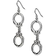 Handcuff Dangle Earrings Silver Finish Pewter On Fish Hook Earring Wires