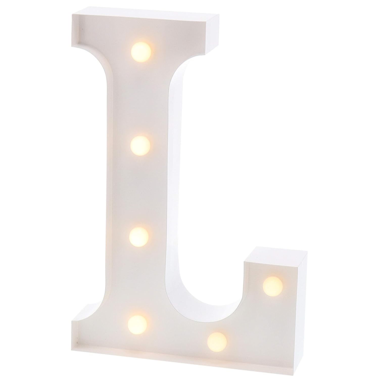 Barnyard Designs Metal Marquee Letter L Light Up Wall Initial Wedding, Bar, Home and Nursery Letter Decoration 12&rdquo; (White)