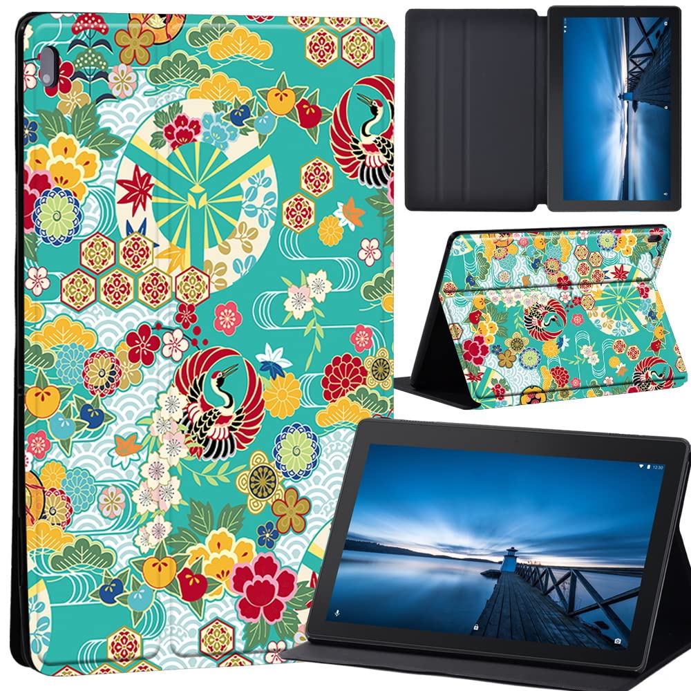 Cartoon Case for Lenovo Tab M10 TB-X605F/ TB-X605L/ TB-X505F/ TB-X505L - Leather Tri-Fold Stand Cover Case for Lenovo Tab M10 10.1-Inch Tablet (flower07)
