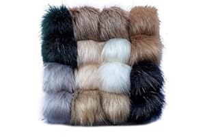 16 Pieces Fur Pompoms for Knitted Hats with Elastic Loop Faux Fur Pom Poms for Fox Fluffy Pompon Fourrure Pour Tuque Balls Cr