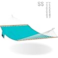 Lazy Daze Hammocks 11 FT Double Outside Hammock Quick Dry Olefin Fabric Hammock with Spreader Bar & Side Pocket for Outdoor Poolside Backyard 450 lbs Capacity, Turquoise