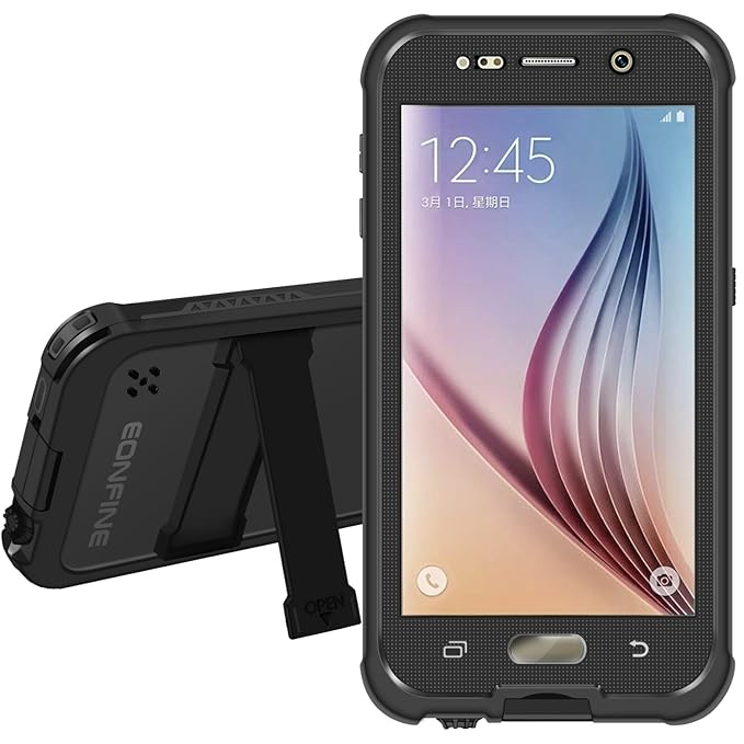 Galaxy S6 Caja estanca [Elegante Serie Adventure] 6.6ft Eonfine subacuática impermeable hermético al polvo a prueba de choques Snowproof completa sellada la cubierta del caso para Samsung Galaxy S6 IP68 certificada Negro: