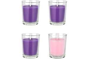 Mega Candles 4 pcs Unscented Christmas Advent Candles Set, Hand Poured Premium Wax Glass Container Votive Candle 2 Inch x 2.5 Inch, Holidays, Festivities, Devotional, Church, Wreath, Party, Gifts