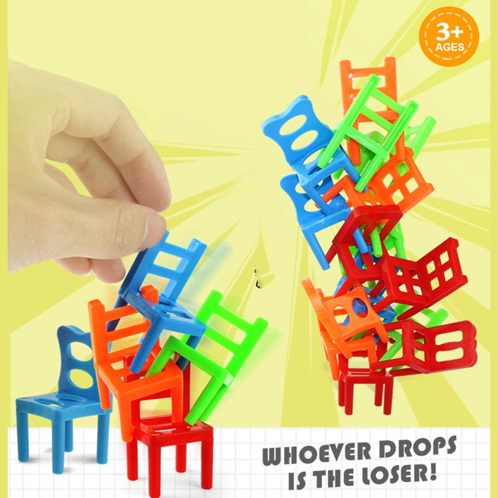 CFTGIW 18Pcs Balancing Chairs Set Assorted STACKING Chairs Game Kids' Party Favor STACKING Toys of Mini Stack Any Hours Children Fun Fun Immense to ChairsStacking