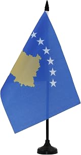 AZ FLAG Kosovo Table Flag 5x8 in 21x14 cm Polyester with Pole & Base