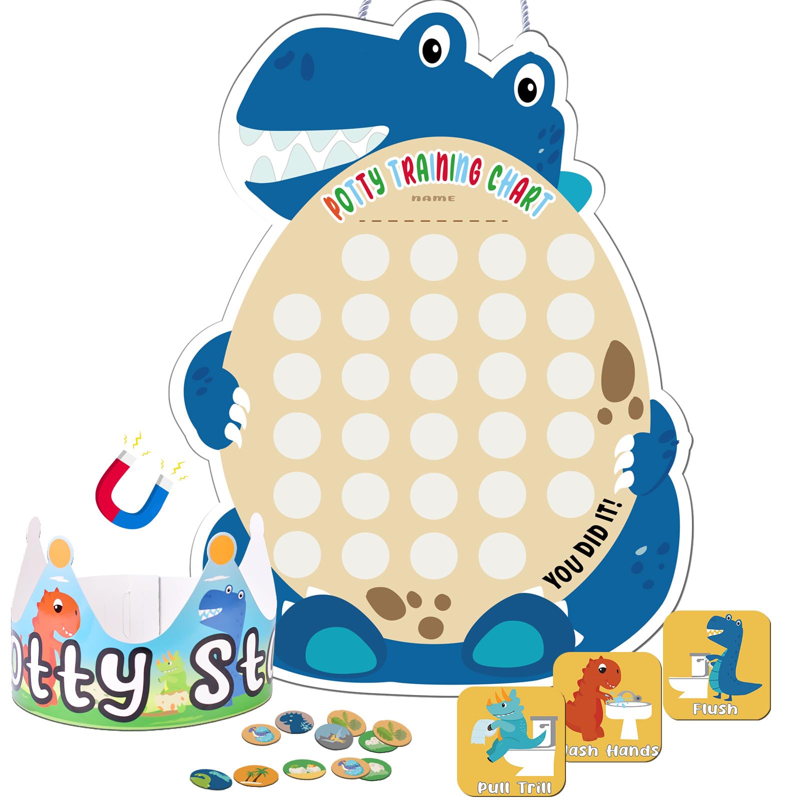 Photo 1 of Potty Training Chart for Toddler Reusable Magnetic Potty Training Sticker Chart Potty Reward Chart Toddler with Magnetic Stickers Potty Chart Potty Sticker Chart