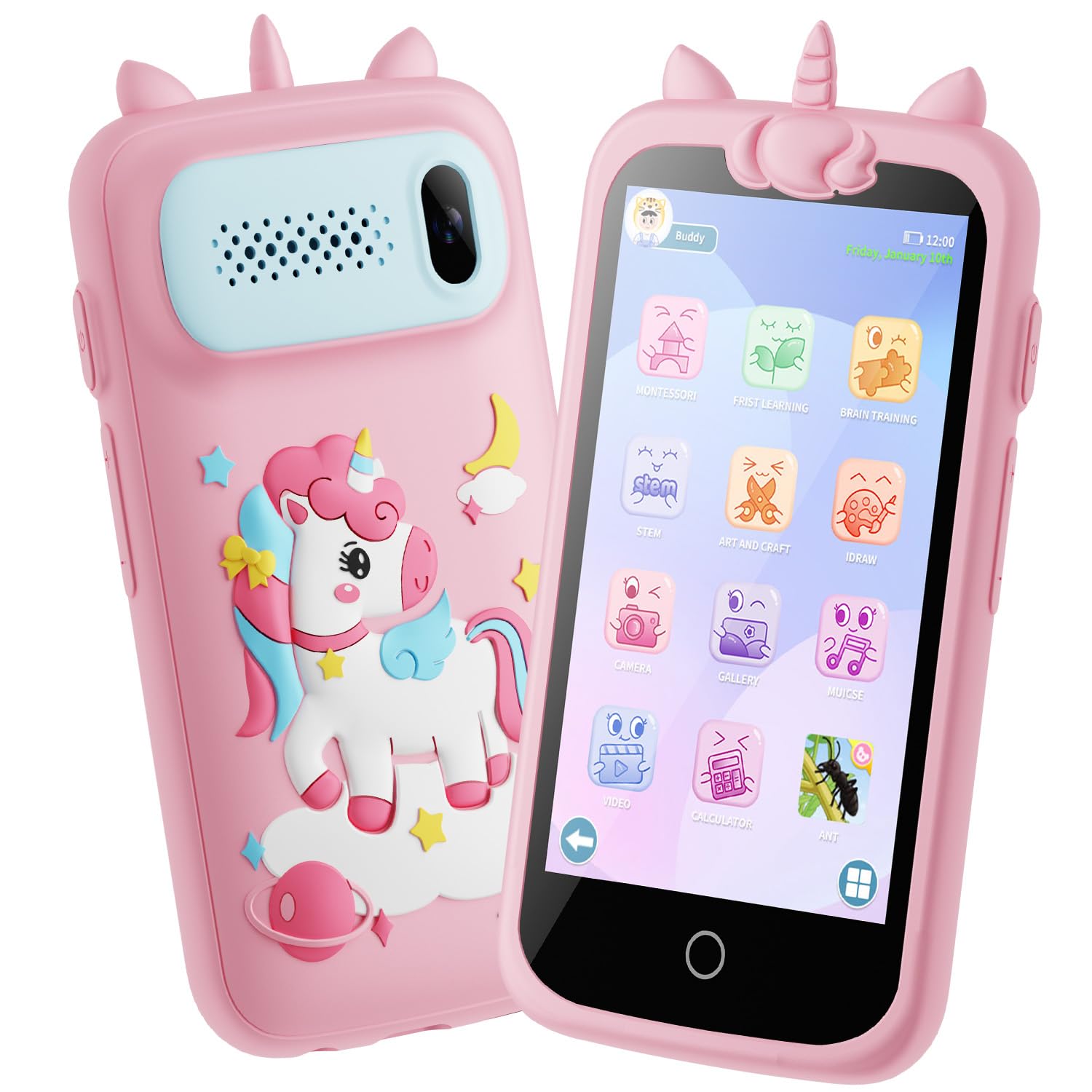 Kids Smart Phone for Girls Toys, 3.97" Touchscreen Kids Cell Phone , Christmas Birthday Gifts for Girls Age 3-12, Toddler Learning Play Toy Phone, 8GB Card Pink — image 1