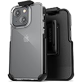 Encased Protective Clear Case with Clip - Designed for iPhone 13 MINI (2021) Transparent Phone Case with Belt Holster