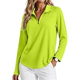 PINSPARK Womens Golf Shirt Long Sleeve Polo Shirts 1/4 Zip Tennis Hiking Tops UPF 50+ Workout Athletic Tee with Thumb Holes