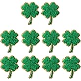 Ximimark 10 pcs Clover Iron On Patches Chenille Embroidered Patch DIY Embroidered Applique Patches with Golden Edge for Clothing Jackets Backpacks Jeans T-Shirt