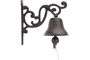 TITA-DONG Retro Hanging Door Bell, Cast Iron Outdoor Dinner Bell, Wall Hanging Doorbell Home Decor Indoor Outdoor Wall Dinner Bell for Front Door Garden Home Decor(Brown)