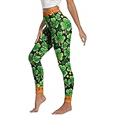 St Patricks Day Leggings for Women, Plus Size High Waist St Patricks Day Yoga Pants Bottoms Women Shamrock Leggings Green