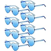 Frienda 8 Pairs Heart Shaped Sunglasses for Women Rimless Heart Glasses Candy Color Sunglasses for Party Favor