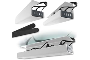 SCANDINAVIAN HUB No-Screw Under Desk Cable Management Tray - Self-Adhesive Installation, Cord Management, Cable Tray, Under Desk Wire Organizer - White Set of 2