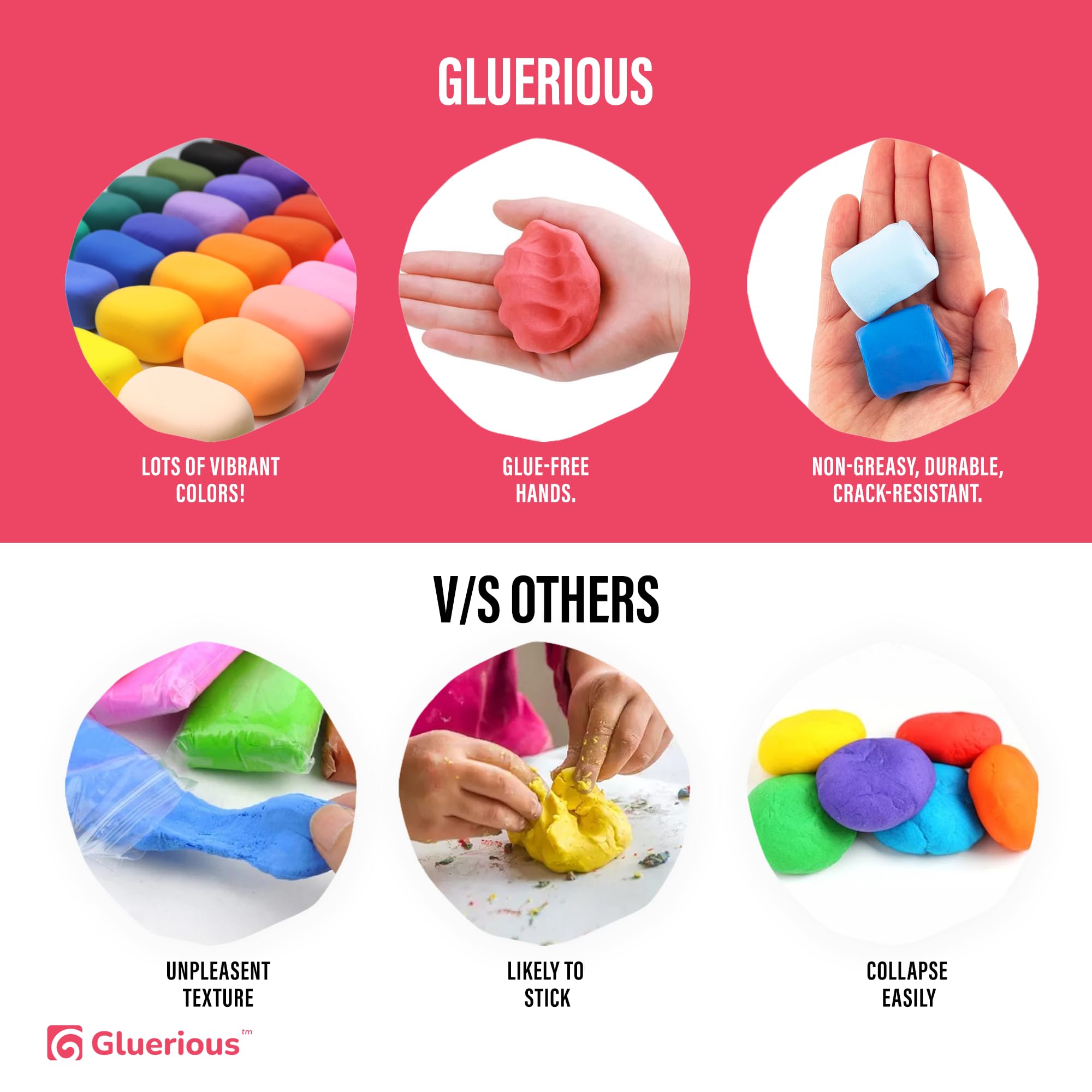 Air Dry Clay for Kids & Adults - Magic Modeling Clay Kit: 50 Vibrant Colors, 100 Googly Eyes, Soft & Safe Material - Creative Fun Arts and Crafts Set