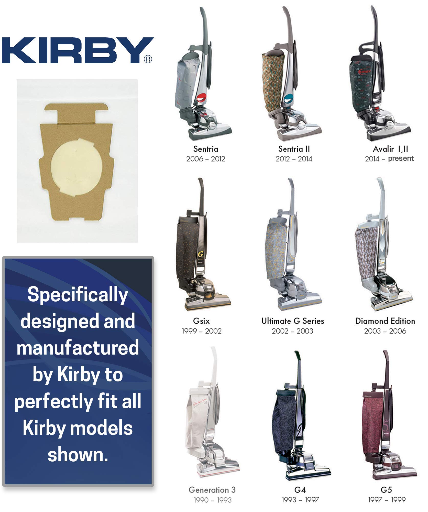 Kirby Allergen Reduction HEPA Filter Bags 6-Pack | Part #204811 | OEM Replacement for F-Style & Twist-Style Kirby Vacuums