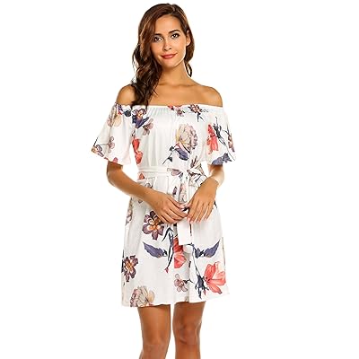 OURS Womens Off Shoulder Ruffles Floral Mini Dress Oman | Ubuy