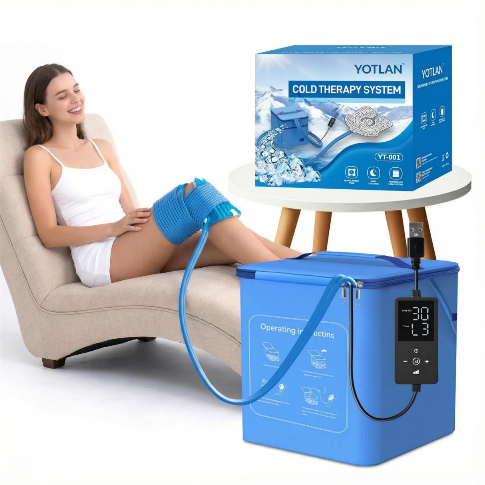 Photo 1 of Cold Therapy Machine with Programmable Timer,USB Powered Portable,2025 New Powerful Pump, for Knee Replacement,Pain Relief,Sports Injuries,Ace Bandage Style Compression,Pad for Shoulder,Hip,and Ankle