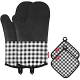 5er Set Topflappen & Ofenhandschuhe – Hitzebeständig Bis 242°C, Mit Erdbeermuster