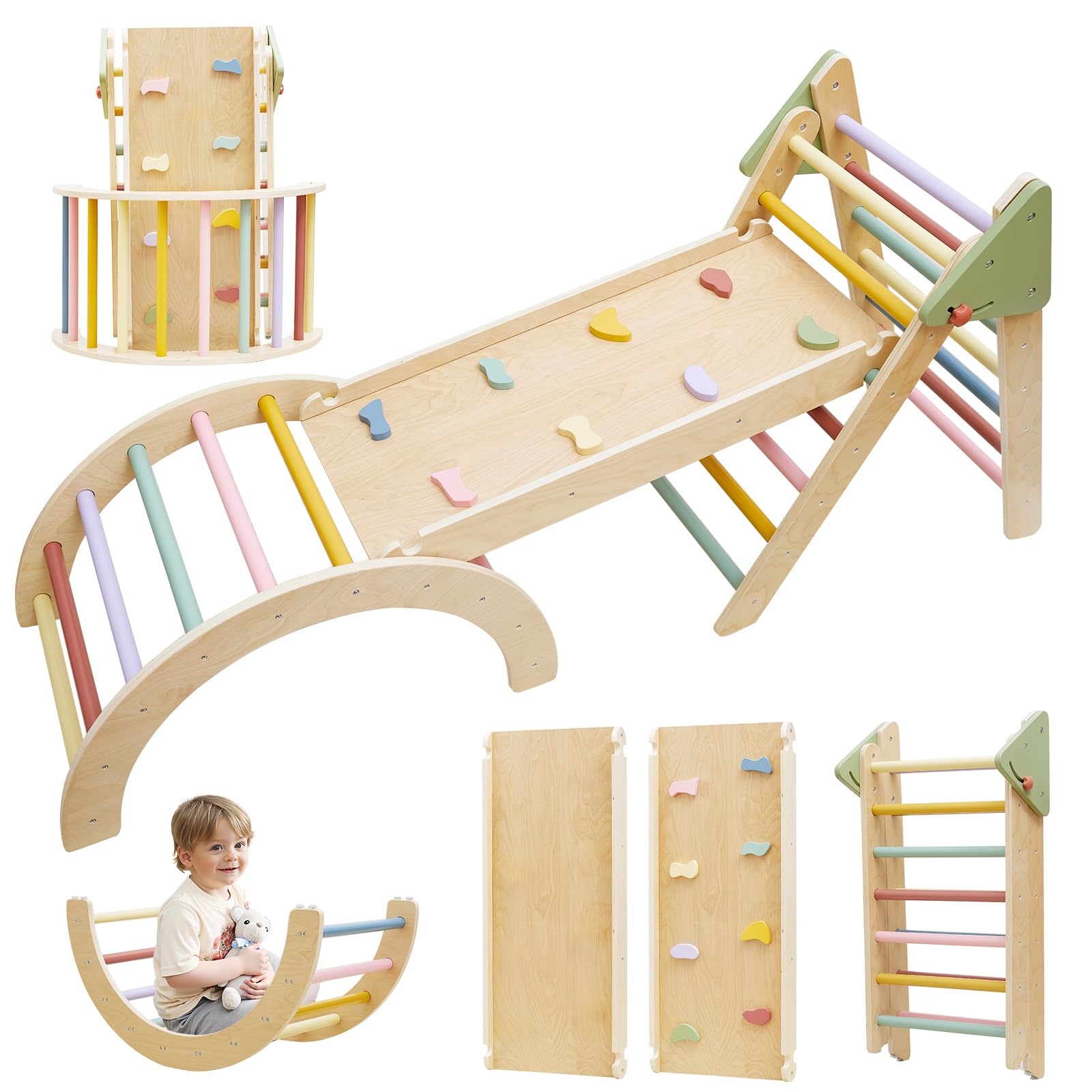 Photo 1 of 7in1 Pikler Triangle Set, Pikler Triangle Climbing Set for Toddlers