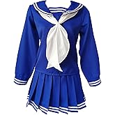 Total 2550 Women/Ladies Japanese School Uniform Sailor Costume Cosplay Dress Blue Long Sleeve
