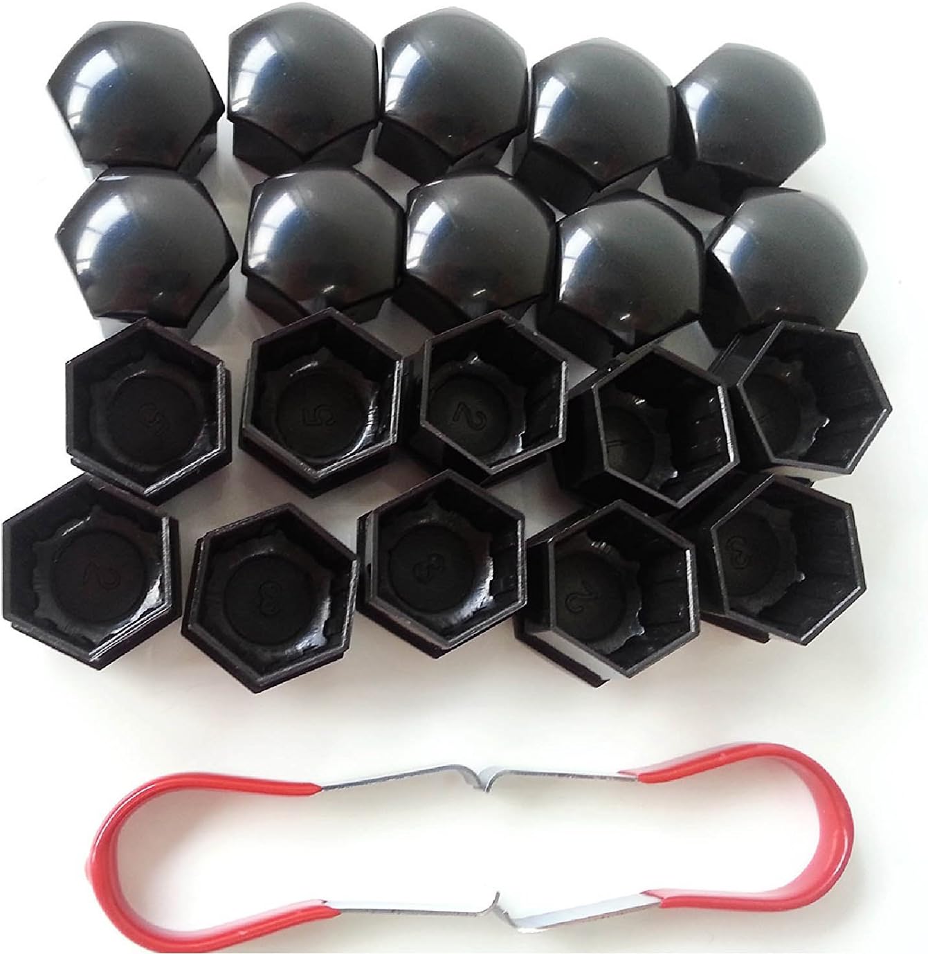 1Easylife Set of 20 Universal 17mm Wheel Nut Covers Wheel Bolt Caps with Removal Tool, ABS PC Plastic (Hexagon)