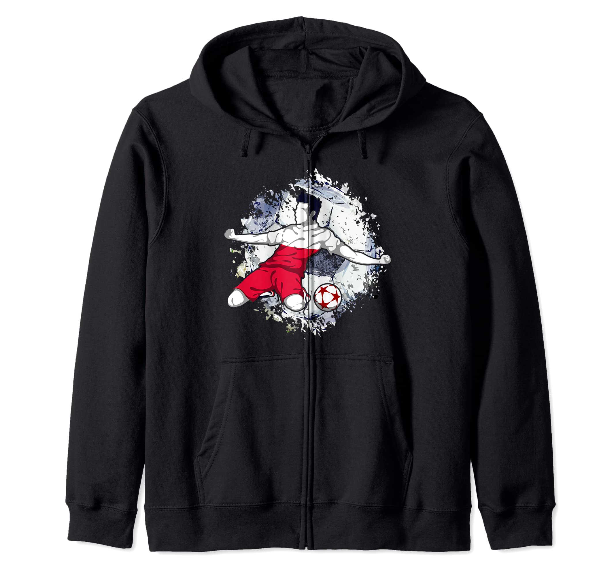 Poland Soccer Polish National Flag Proud Football Striker Zip Hoodie