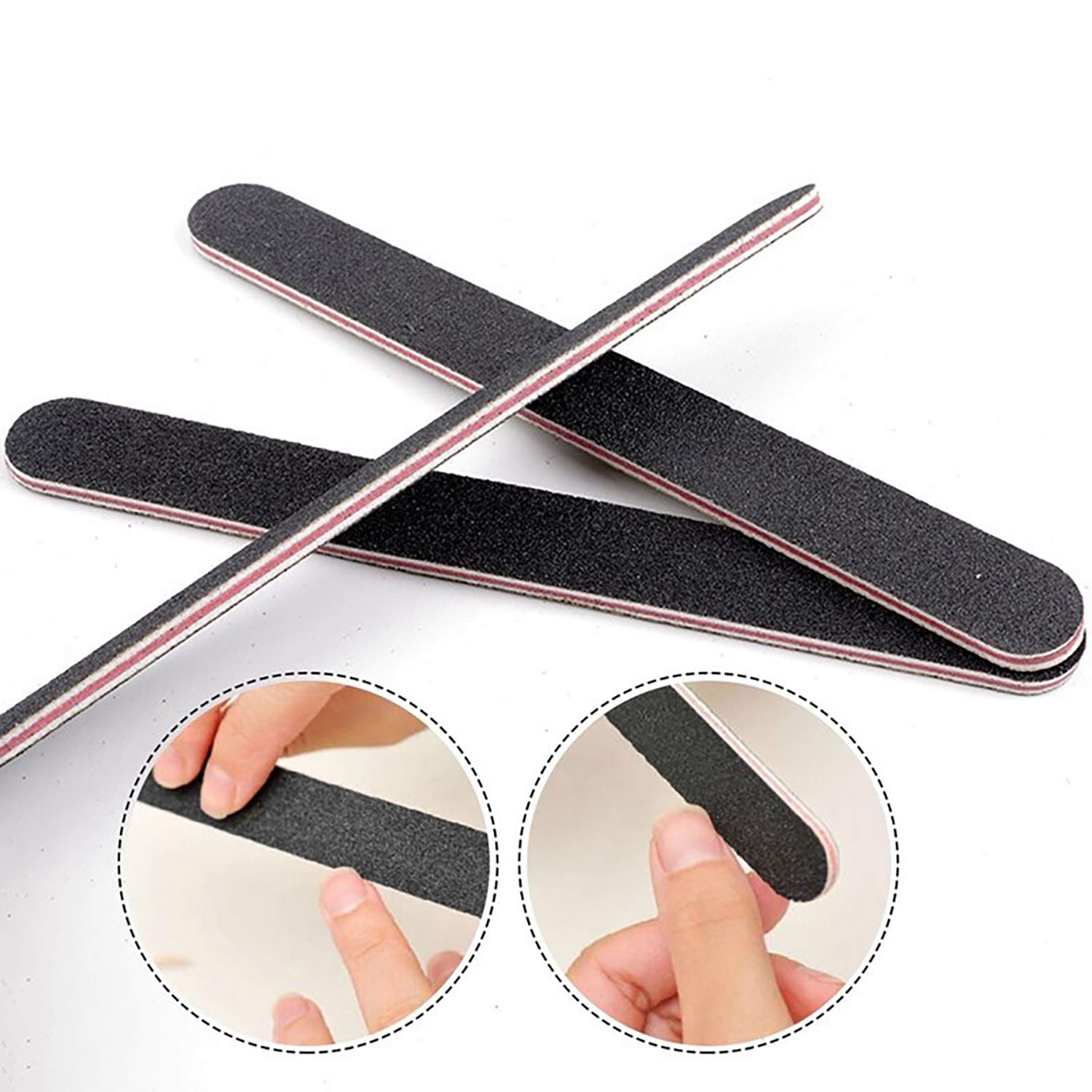 Nail File 10 PCS Professional Double Sided 100/180 Grit Nail Files Emery Board Black Manicure Pedicure Tool and Nail Buffering Files : Beauty