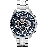 SEIKO Men's Watch - Essentials Collection Quartz Chronograph | Tachymeter Bezel, Multi-Layered Dial, Date Calendar, Stainless Steel Case &amp; Bracelet, Water-Resistant to 100m