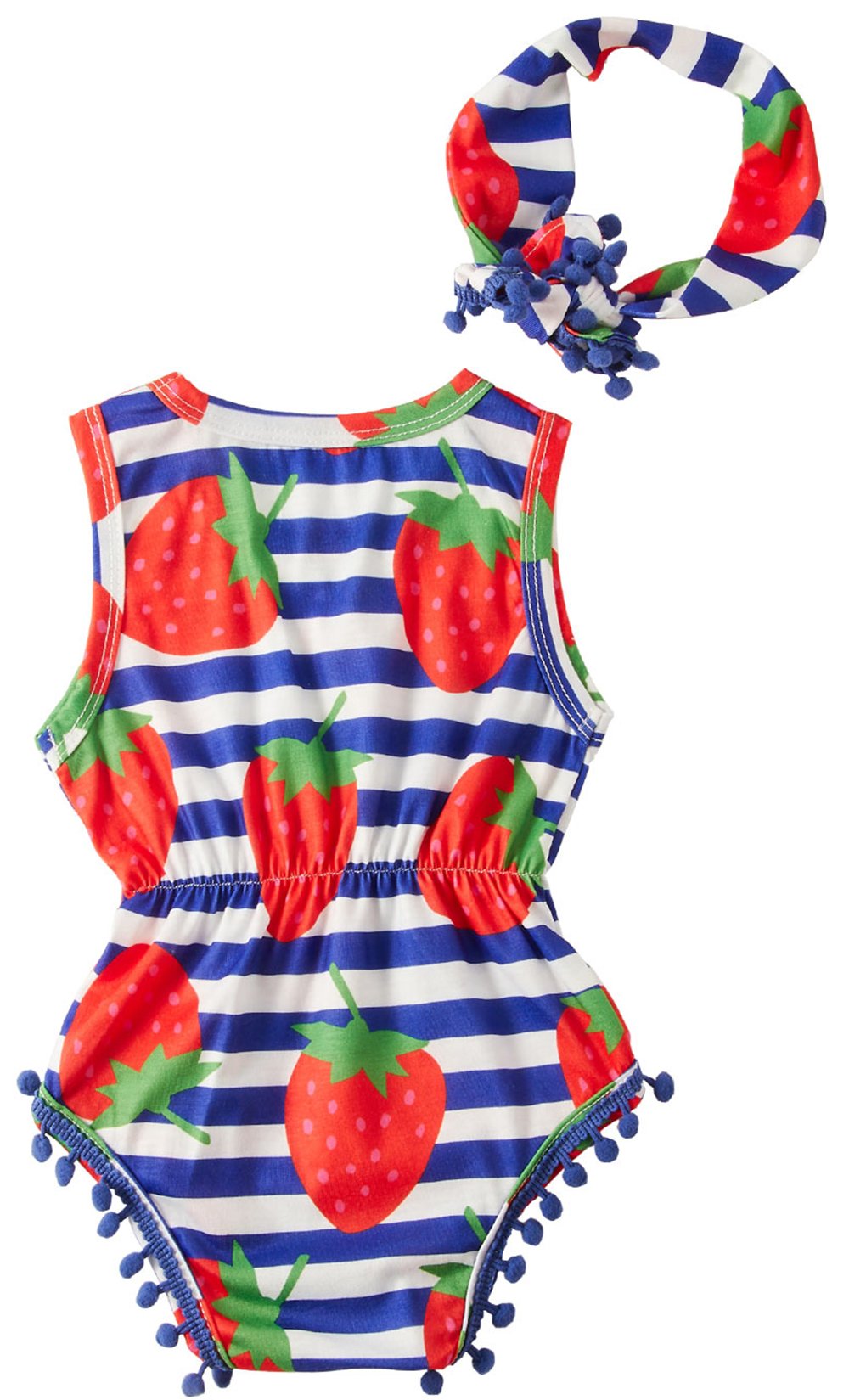 Leapparel Little Kids Jumpsuit Romper Baby Girl Short Sleeve Outfit Jump Suit Baby Boys Stripe Body Suit 100% Cutton Clothing,Strawberry,6-12 Months (Size 90)