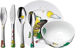WMF Janosch Kinder Geschirrset 6-teilig, Kindergeschirr mit Kinderbesteck Edelstahl, ab 3 Jahre, Cromargan poliert, spülmaschinengeeignet