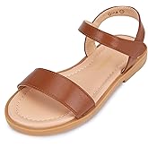 PANDANINJIA Gina Girls Sandals Open Toe Summer Flats Dress Sandals Shoes Toddler/Little Kid/Big Kid