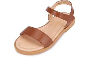 PANDANINJIA Gina Girls Sandals Open Toe Summer Flats Dress Sandals Shoes Toddler/Little Kid/Big Kid