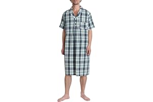 Latuza Men's Cotton Nightshirt Short Sleeve Nightgown with Pockets