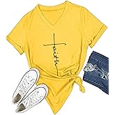 DANVOUY Women's V-Neck Summer Casual Letters Printed Short Sleeves Graphic T-Shirt
