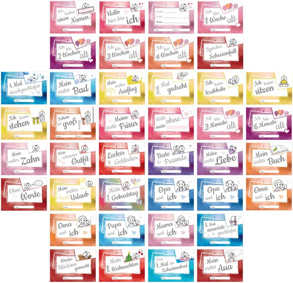 PRICARO Baby Girl Milestone Cards A6 Pack of 40