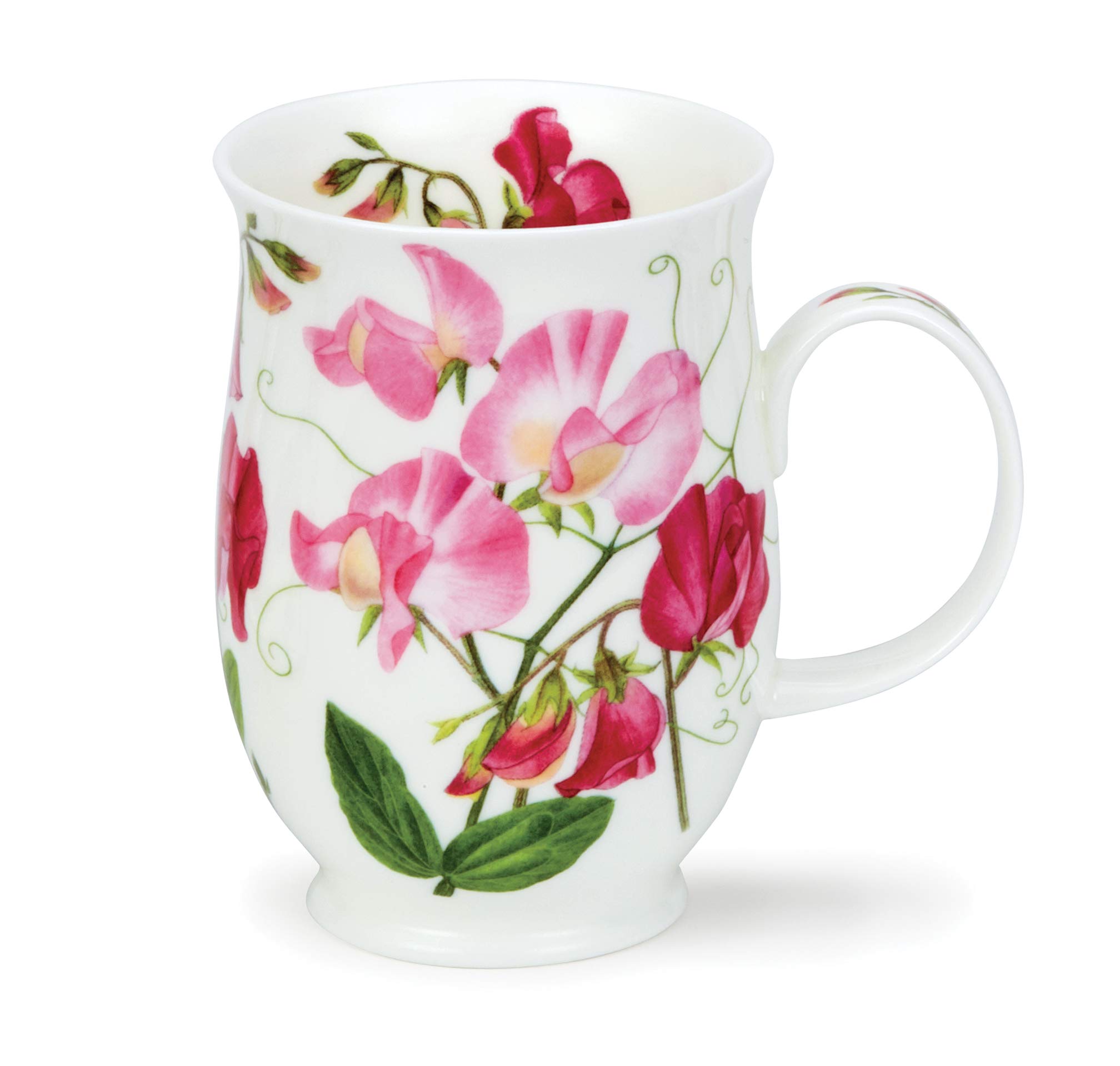 Dunoon Fine Bone China Suffolk Shape Sweet Peas Mug - Made in England (Pink - Light)