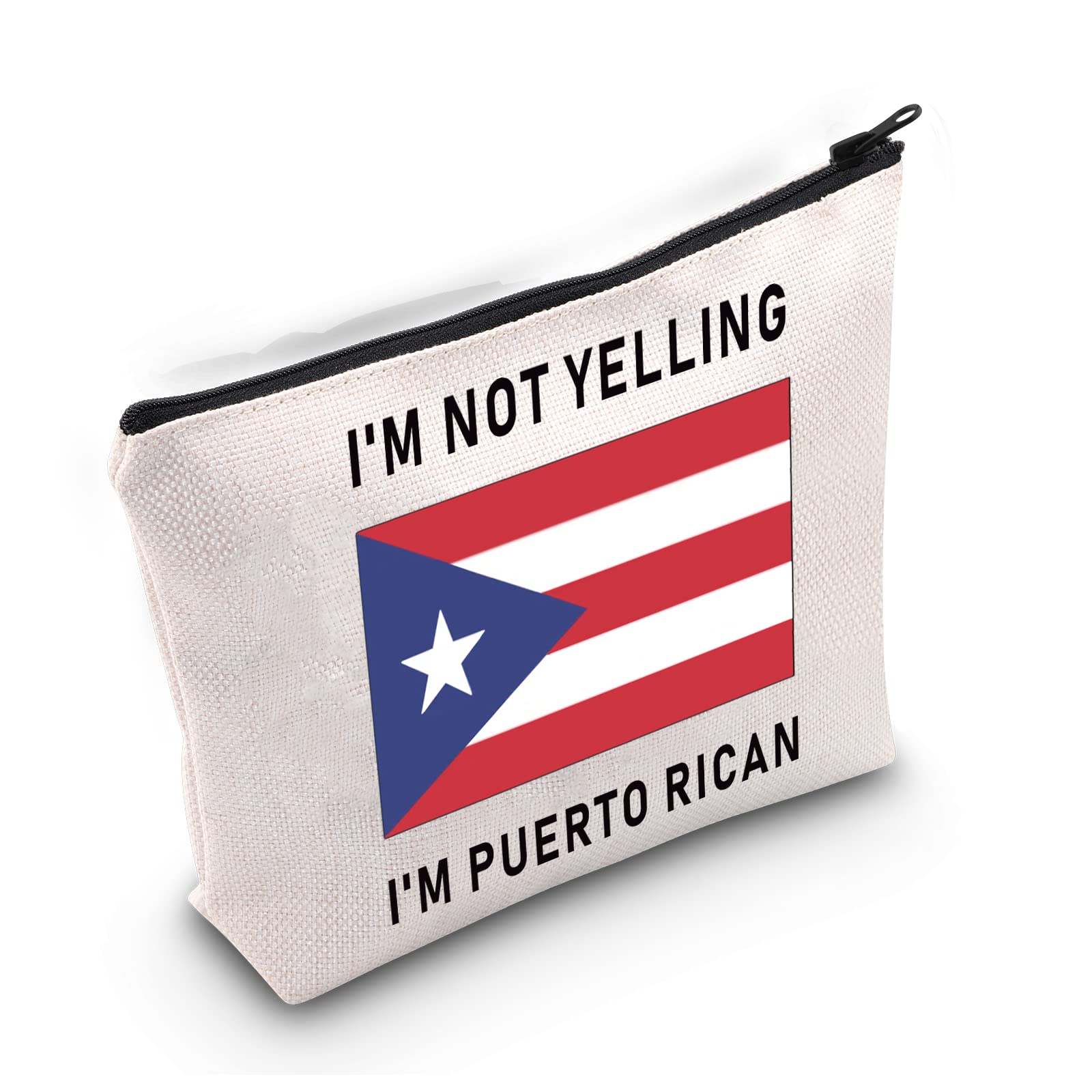 LEVLO Funny Puerto Rico Cosmetic Bags Souvenirs I'm Not Yelling I'm Puerto Rican Makeup Bags Puerto Rican Root Flag Travel Gifts, I'm Puerto Rican, Daily