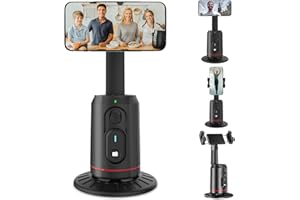 EUG-PRODUCTS Auto Face Tracking Phone Holder for Phone, GoPro, Compact Camera, 360° Rotation Mount with Remote Compatible with Tripod, Rotating Stand for iPhone for Vlog, Streaming, Video, FaceTime, TIK Tok