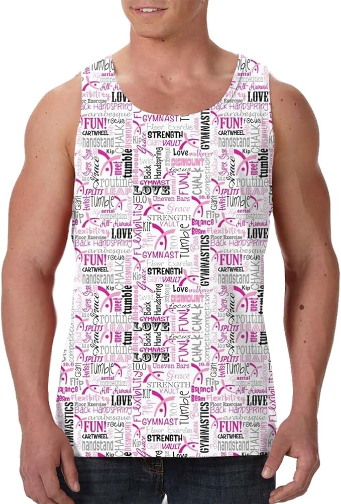 Men's Gymnastics Graphic Shirts Workout Gym Tank Top Sleeveless Vest at