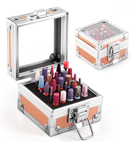 Amazon.com: Noverlife Nail Drill Bit Holder Box, Pink 25 Holes