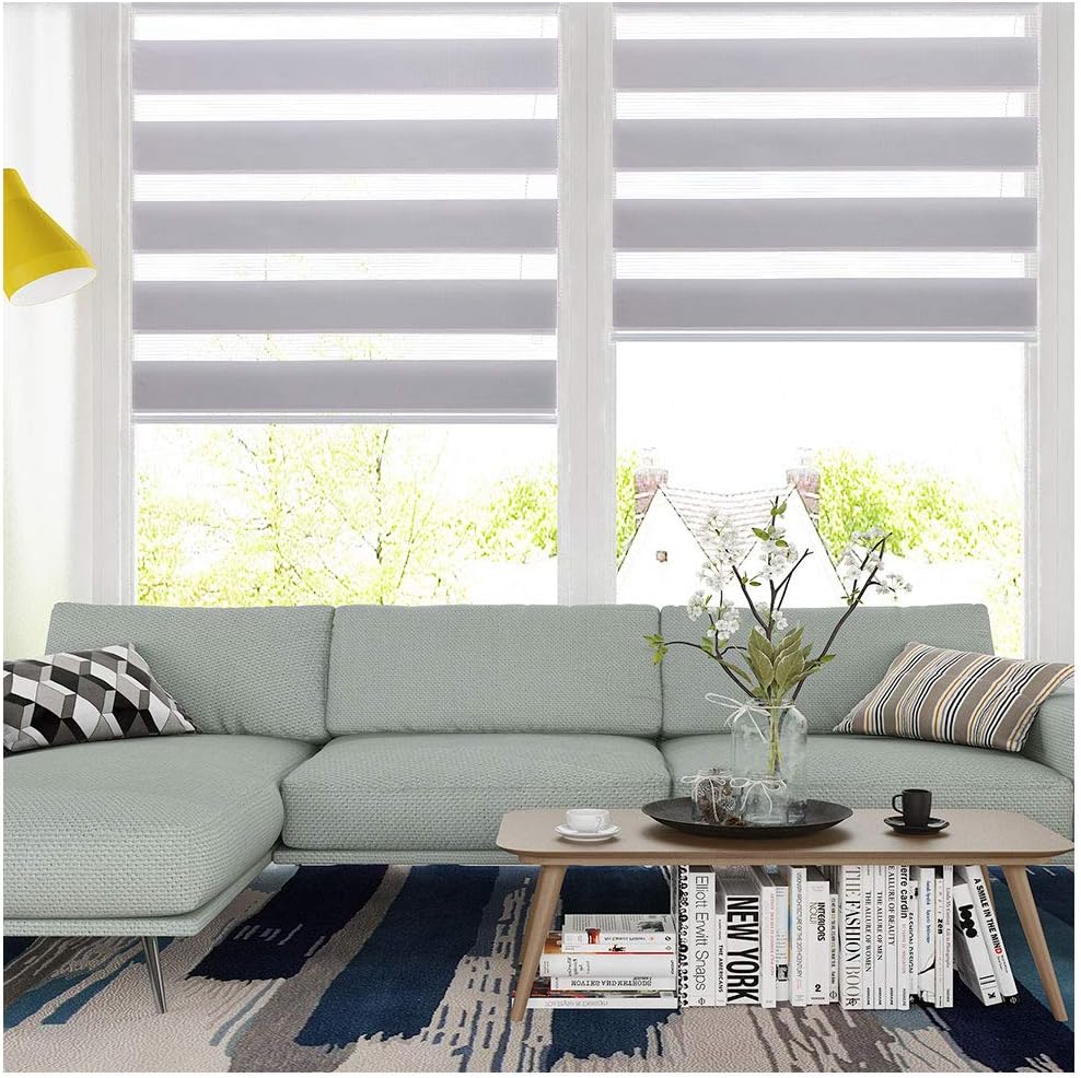 SMONTER Zebra Day and Night Blind 55x150 cm Grey with Install Accessories