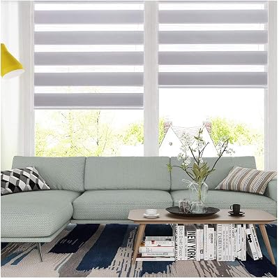 SMONTER Zebra Day and Night Blind 55x150 cm Grey with Install Accessories