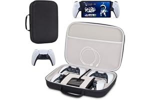 wonlince EVA Carrying Case for PS5 Portal + 2 Sony DualSense Wireless Controller,Built-in Stand Design / Shockproof Anti-Scratch