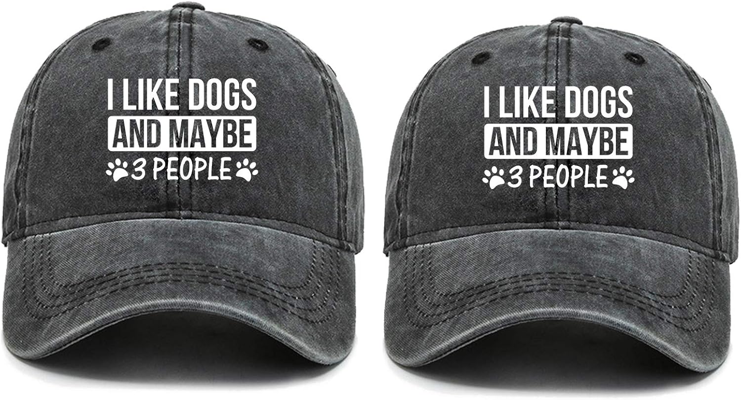 I Like Dogs And Maybe 3 People Dog Lovers Baseball Hat Adjustable Washable Jeans Cowboy Hat Unisex Trucker Cap Dad Hat Black At Amazon Men S Clothing Store